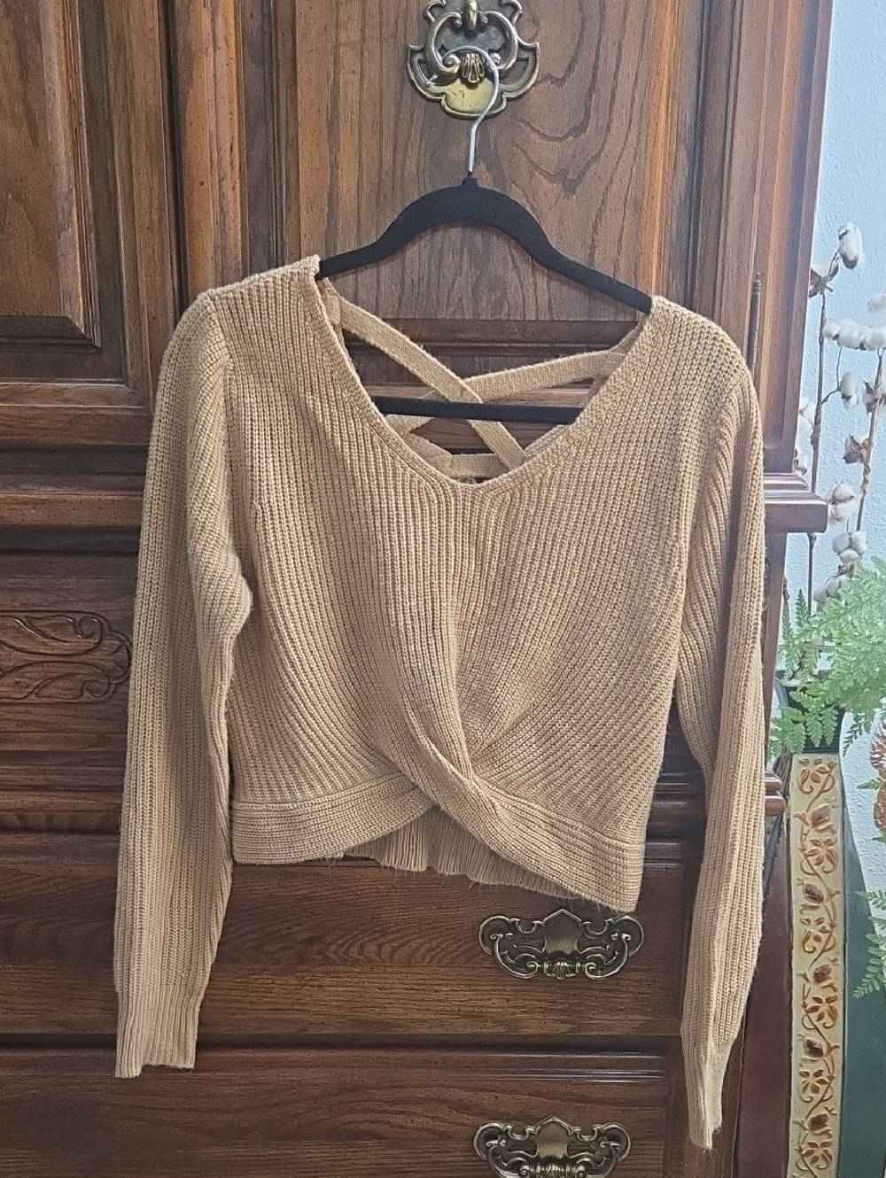 Zaful Ribbed Knit Top - Camel